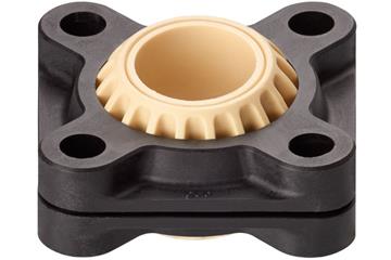 Łożysko kołnierzowe z 4 otworami montażowymi i oprawą dzieloną, KFSM GT, igubal®, czasza kulista iglidur® J