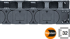 e-chain® z drążkami poprzecznymi w co drugim ogniwie.