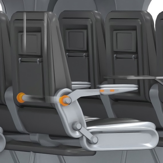 Wnętrze samolotu: łożyska ślizgowe w podłokietnikach