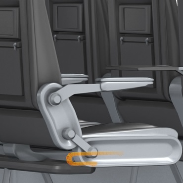 Wnętrze samolotu: e-prowadnik w poziomej regulacji foteli