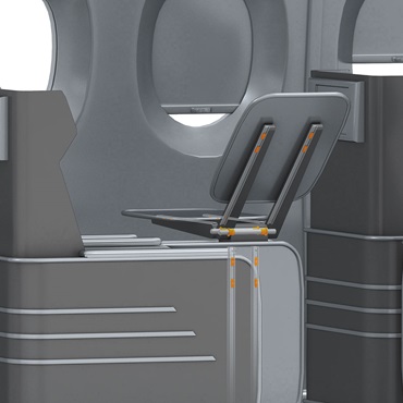 Wnętrze samolotu: łożyska ślizgowe w rozkładanym stoliku