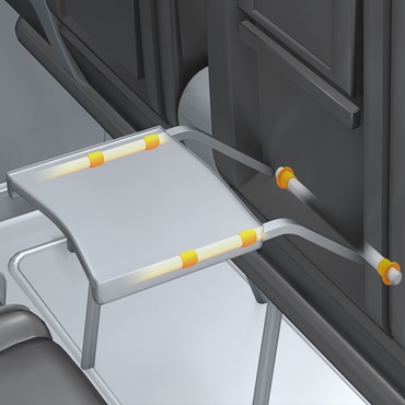 Wnętrze samolotu: łożyska ślizgowe w regulacji stołu