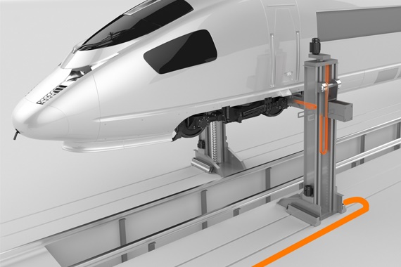 Platforma podnosząca dla pociągów z e-prowadnikami i przewodami chainflex