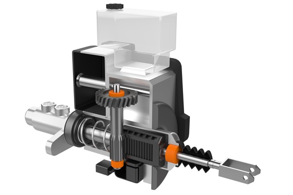 Mechanizm wspomagania hamowania z łożyskami ślizgowymi iglidur