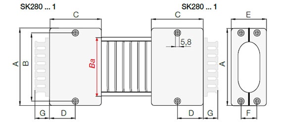 Rysunek uchwytu montażowego SK28 e-skin