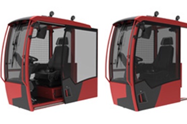 Kabina, w której drzwiach przesuwnych zastosowano produkty z asortymentu techniki liniowej drylin®